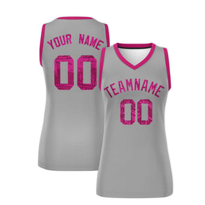 Custom Silver Pink Women Basketball Jersey Dress