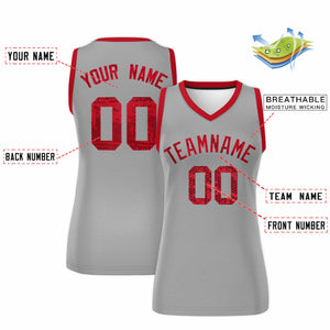 Custom Silver Red Women Basketball Jersey Dress