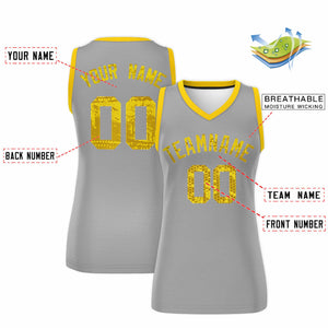 Custom Silver Gold Women Basketball Jersey Dress