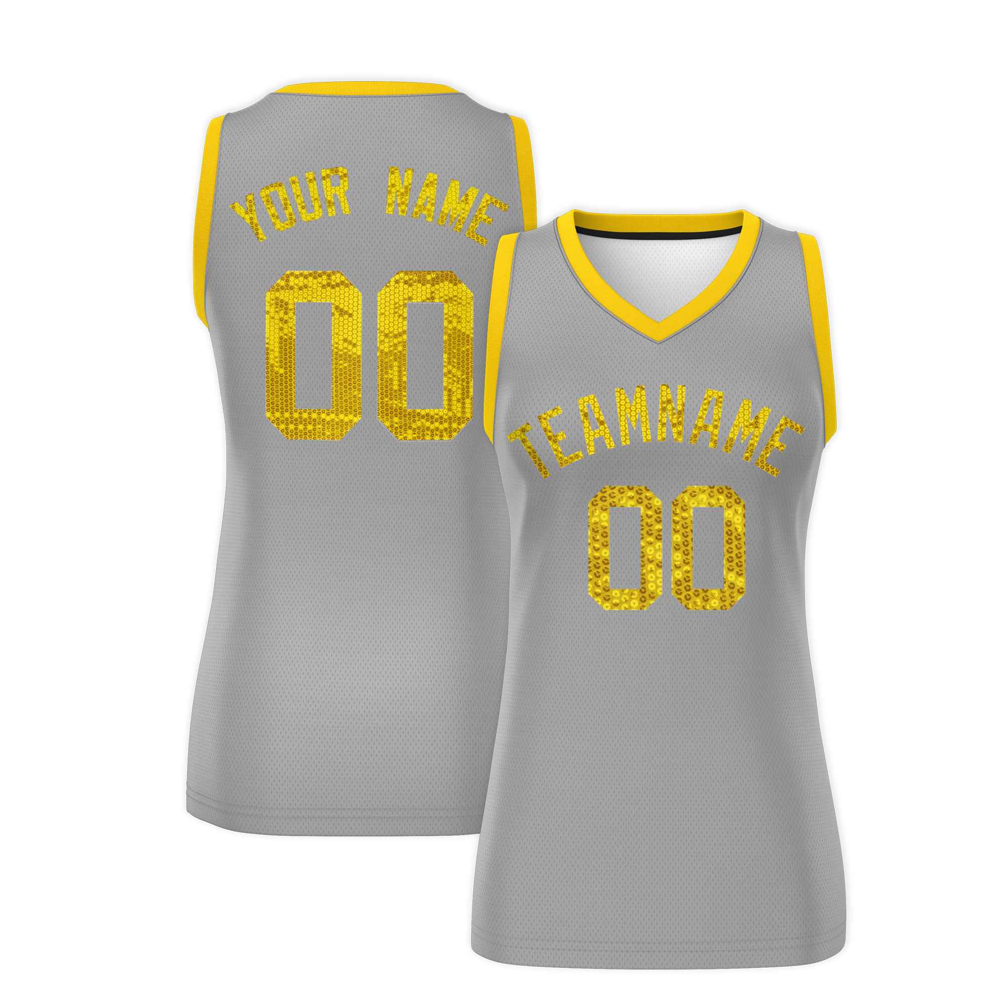 Custom Silver Gold Women Basketball Jersey Dress