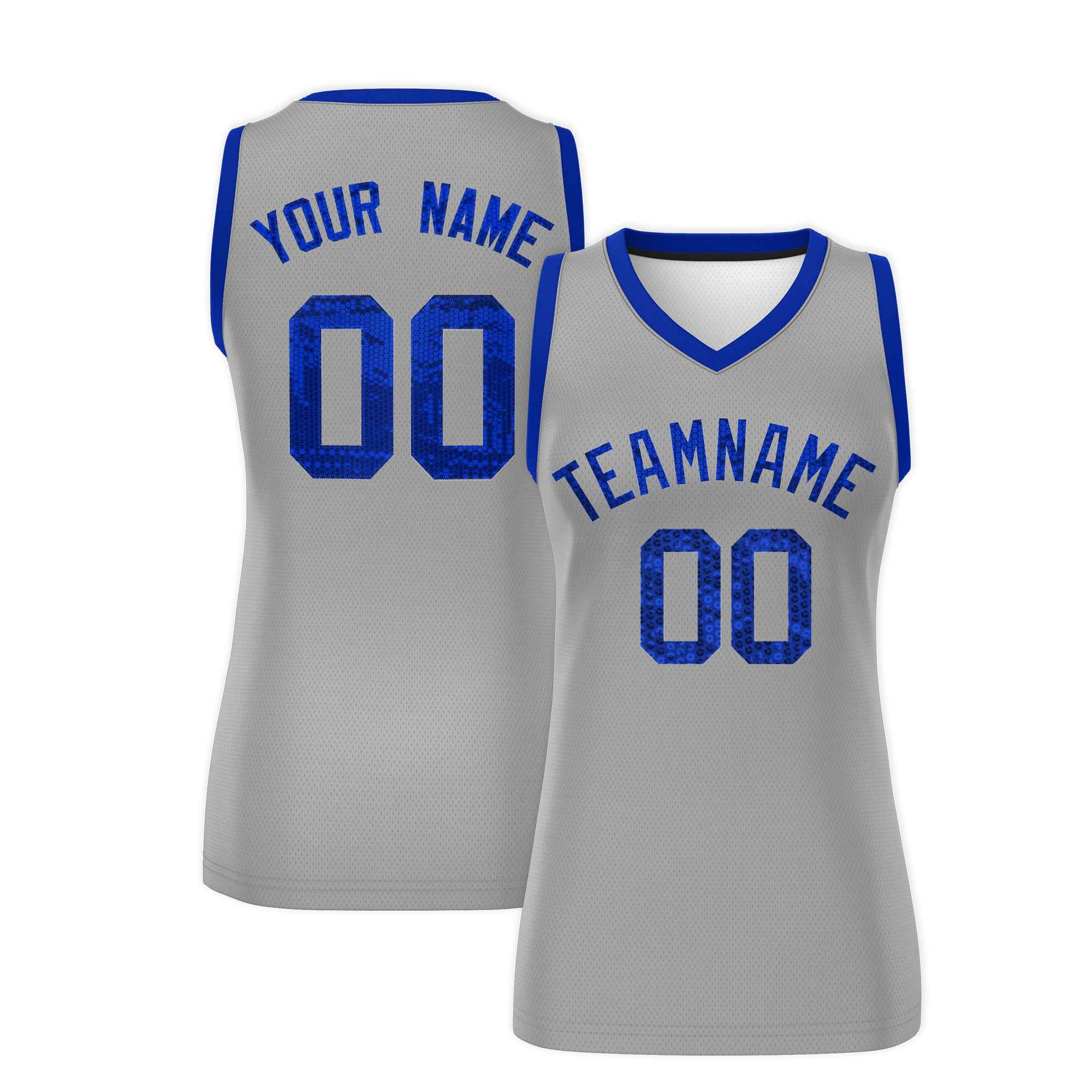 Custom Silver Royal Women Basketball Jersey Dress