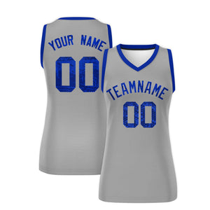 Custom Silver Royal Women Basketball Jersey Dress