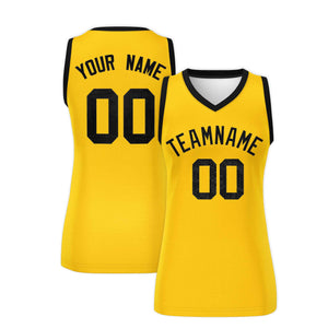 Custom Gold Black Women Basketball Jersey Dress