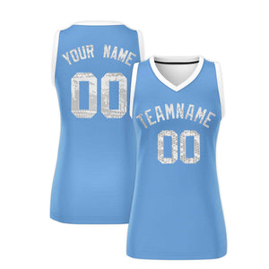 Custom Light Blue White Women Basketball Jersey Dress