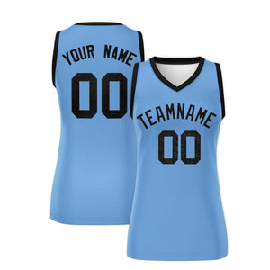 Custom Light Blue Black Women Basketball Jersey Dress