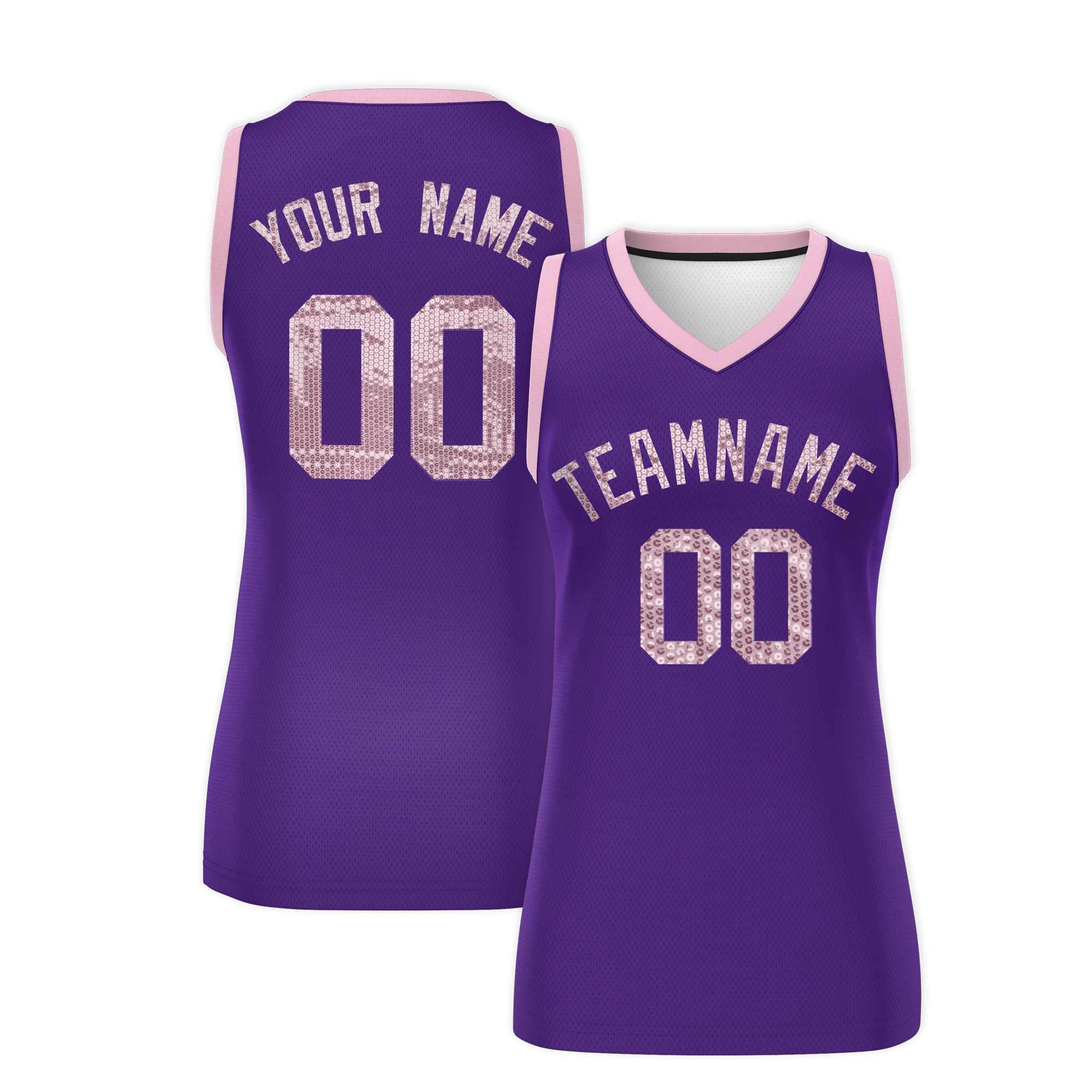 Custom Purple Light Pink Women Basketball Jersey Dress