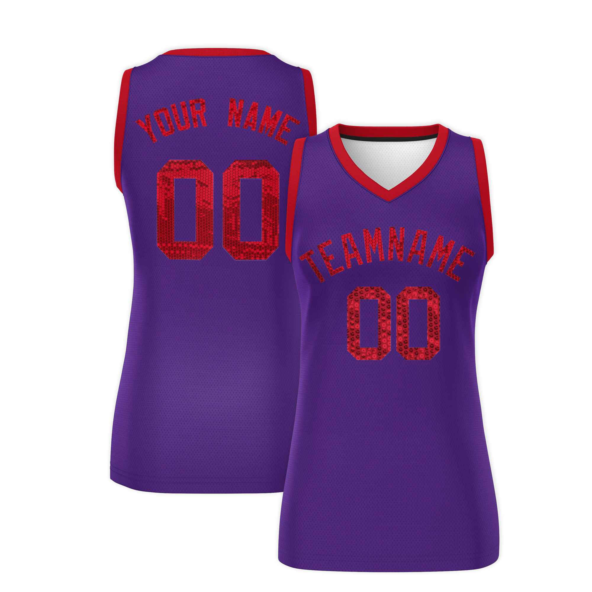 Custom Purple Red Women Basketball Jersey Dress