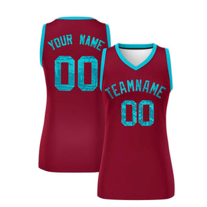 Custom Crimson Sky Blue Women Basketball Jersey Dress