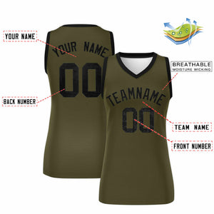 Custom Olive Black Women Basketball Jersey Dress