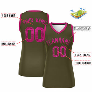 Custom Olive Pink Women Basketball Jersey Dress