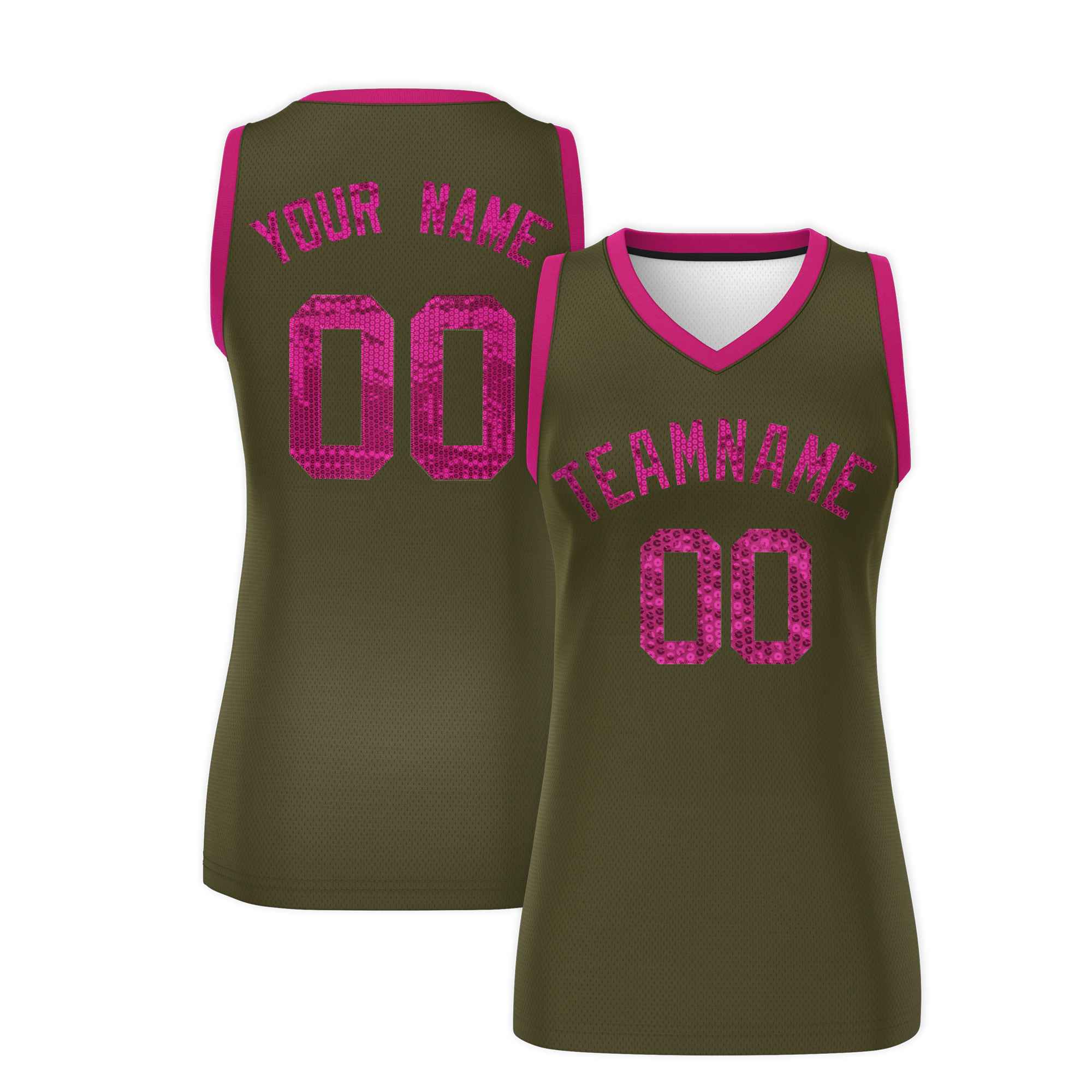 Custom Olive Pink Women Basketball Jersey Dress