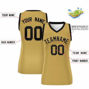 Custom Old Gold Black Women Basketball Jersey Dress