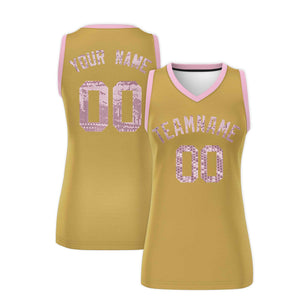 Custom Old Gold Light Pink Women Basketball Jersey Dress