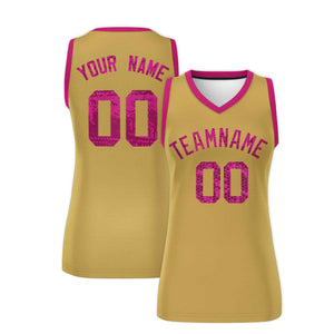 Custom Old Gold Pink Women Basketball Jersey Dress