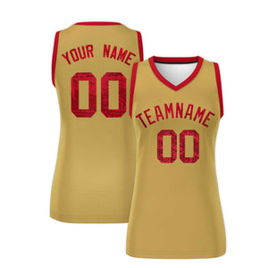 Custom Old Gold Red Women Basketball Jersey Dress