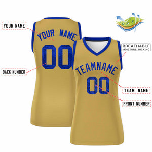 Custom Old Gold Royal Women Basketball Jersey Dress