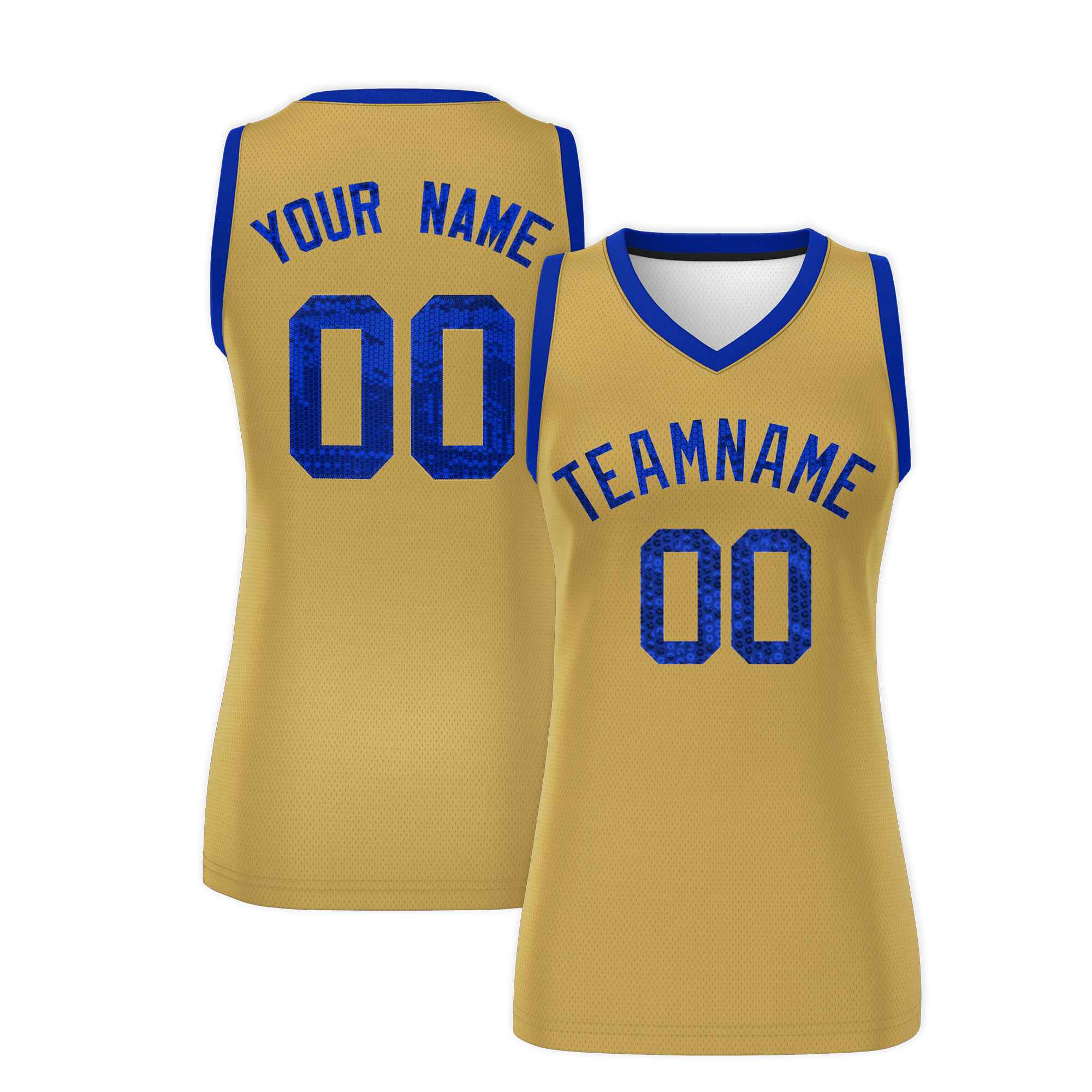 Custom Old Gold Royal Women Basketball Jersey Dress