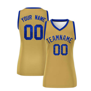 Custom Old Gold Royal Women Basketball Jersey Dress