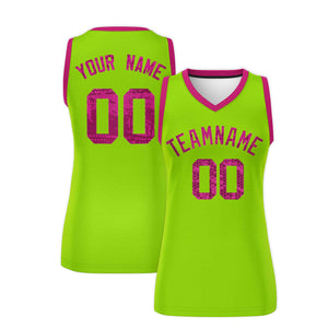 Custom Neon Green Pink Women Basketball Jersey Dress