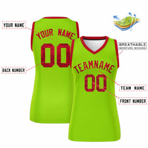 Custom Neon Green Red Women Basketball Jersey Dress