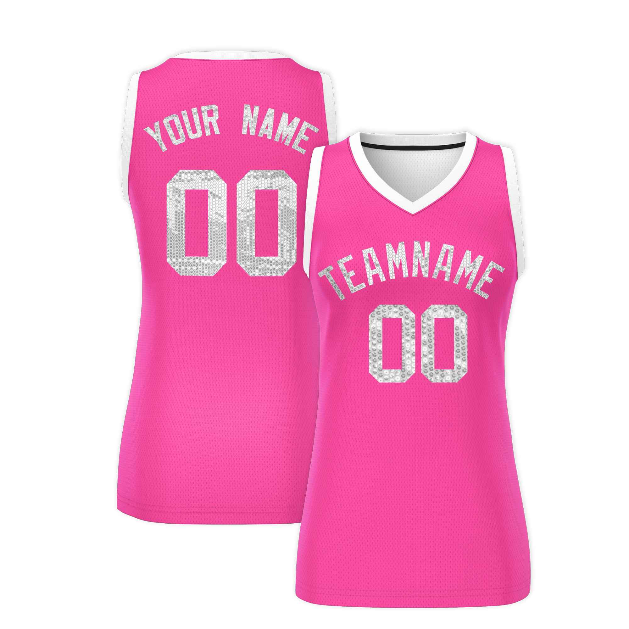 Custom Pink White Women Basketball Jersey Dress