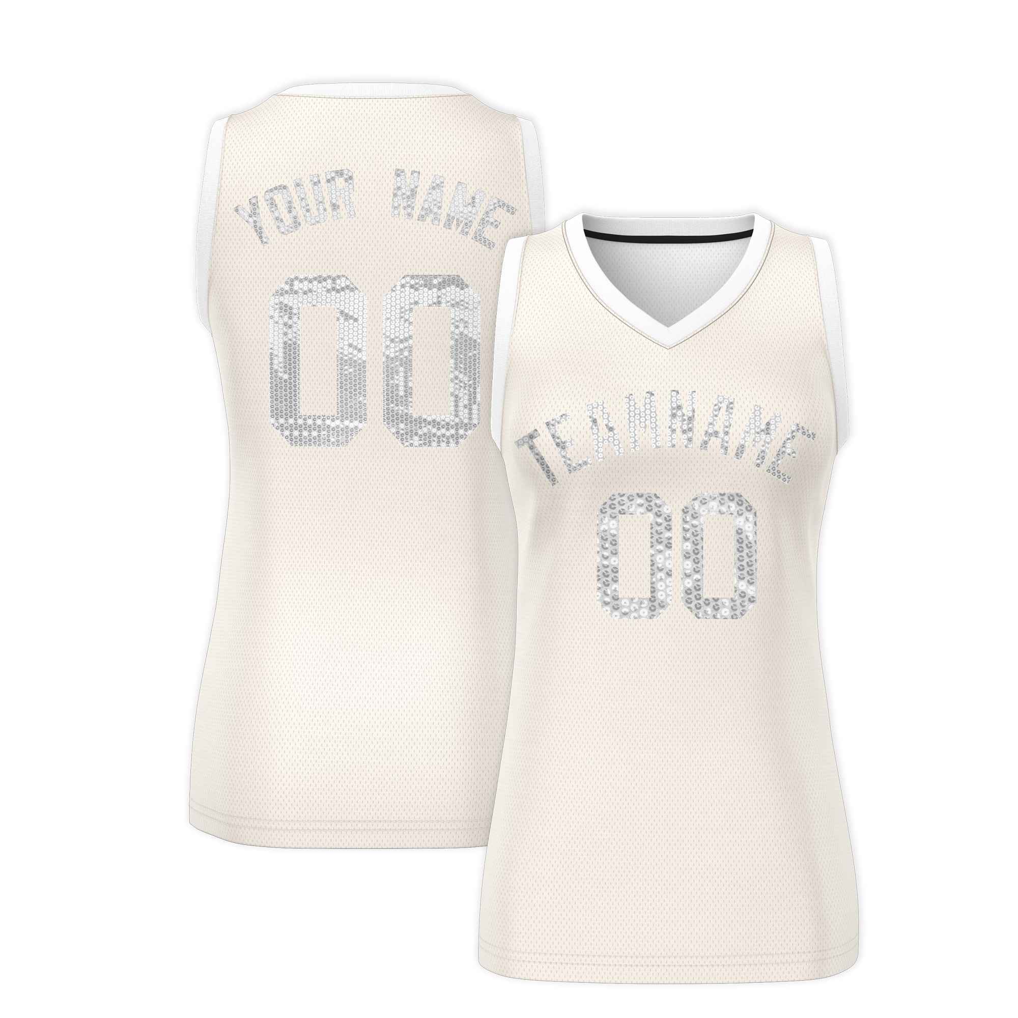 Custom Cream White Women Basketball Jersey Dress