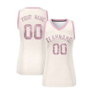 Custom Cream Light Pink Women Basketball Jersey Dress