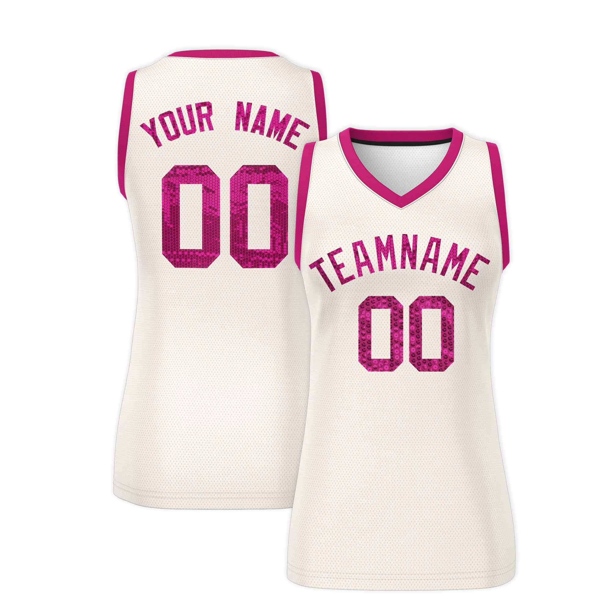 Custom Cream Pink Women Basketball Jersey Dress