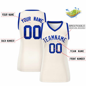 Custom Cream Royal Women Basketball Jersey Dress