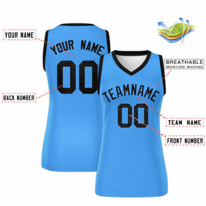 Custom Powder Blue Black Women Basketball Jersey Dress