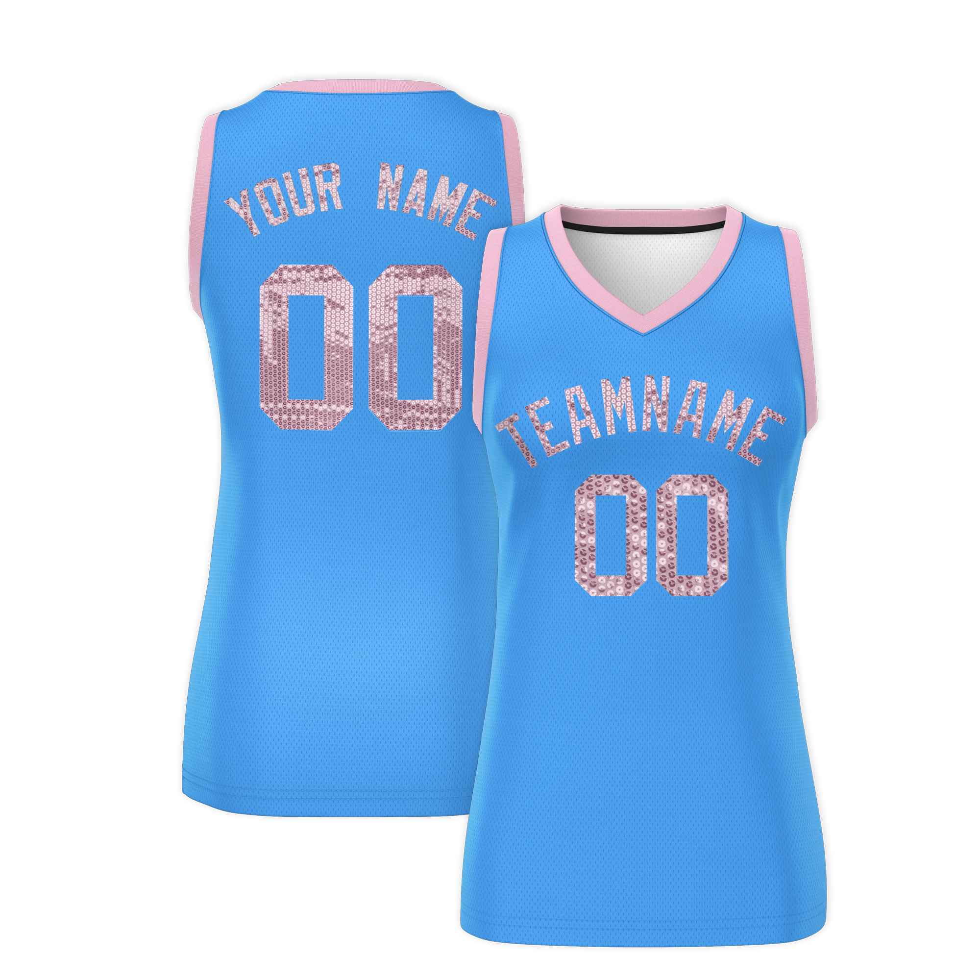 Custom Powder Blue Light Pink Women Basketball Jersey Dress