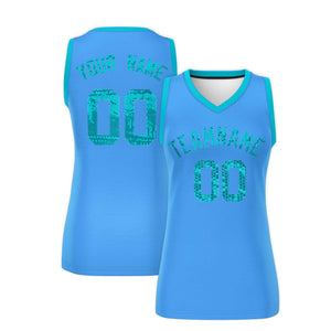 Custom Powder Blue Sky Blue Women Basketball Jersey Dress