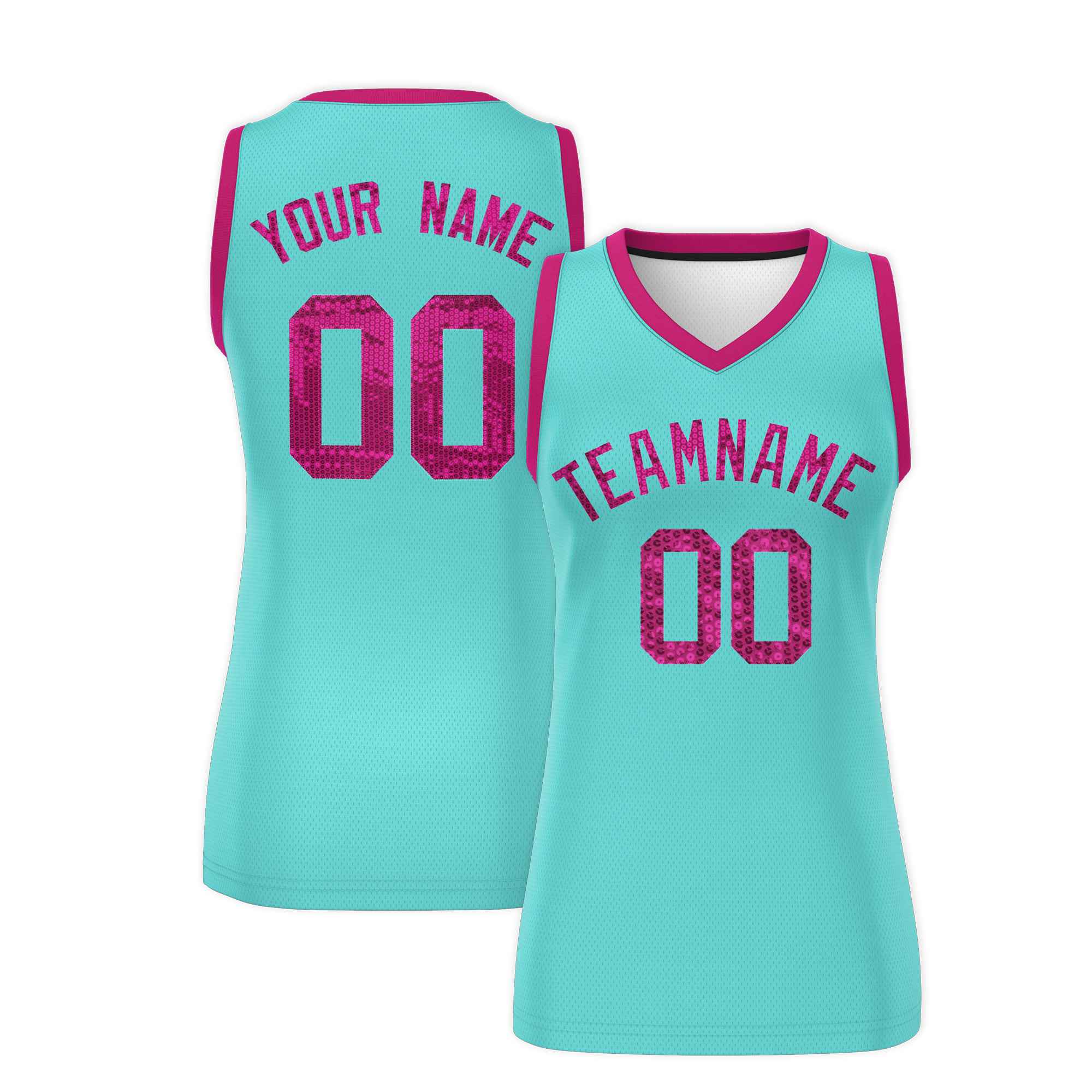 Custom Bright Green Pink Women Basketball Jersey Dress