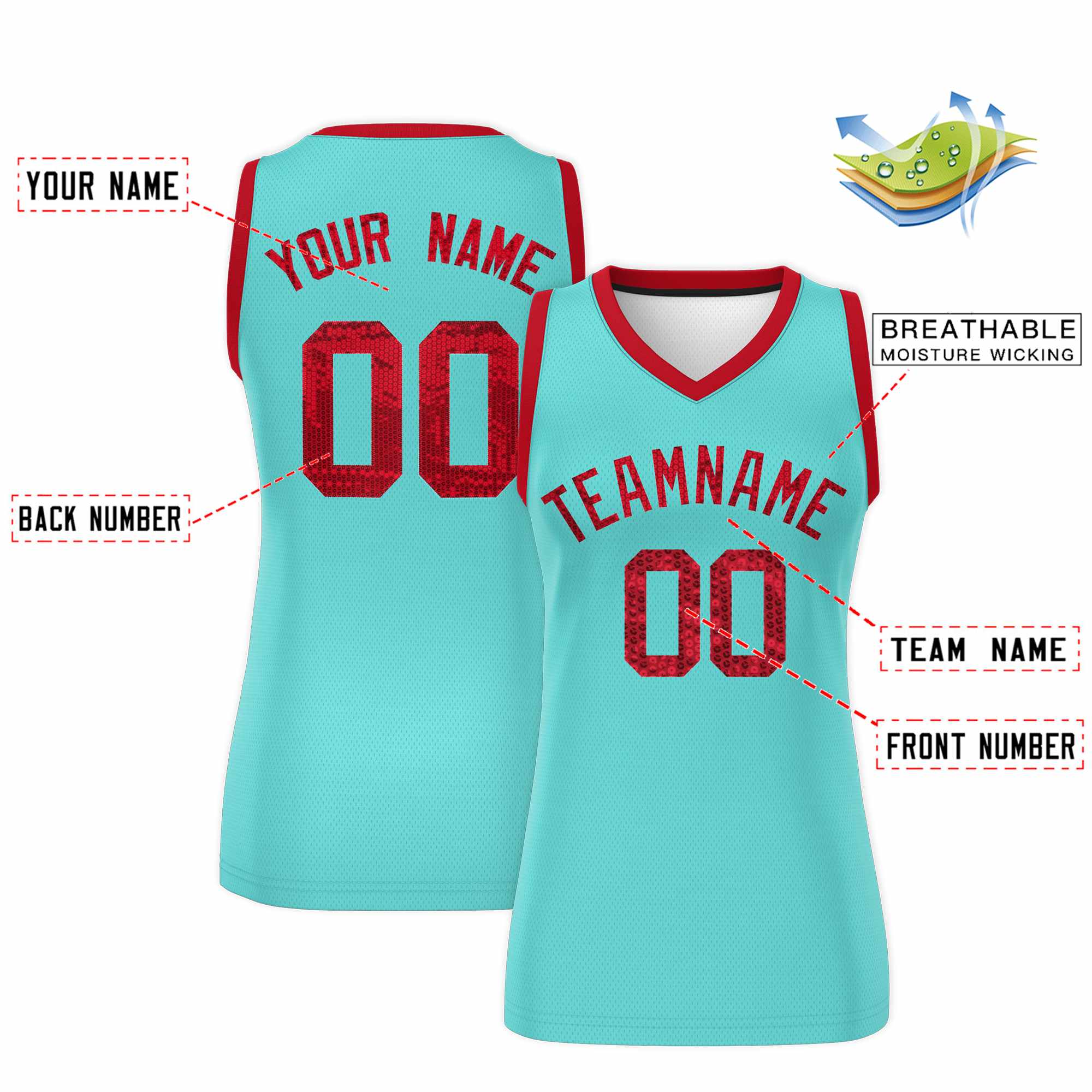 Custom Bright Green Red Women Basketball Jersey Dress