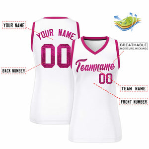 Custom White Pink Women Basketball Jersey Dress