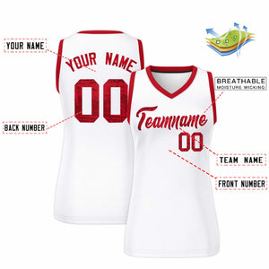 Custom White Red Women Basketball Jersey Dress