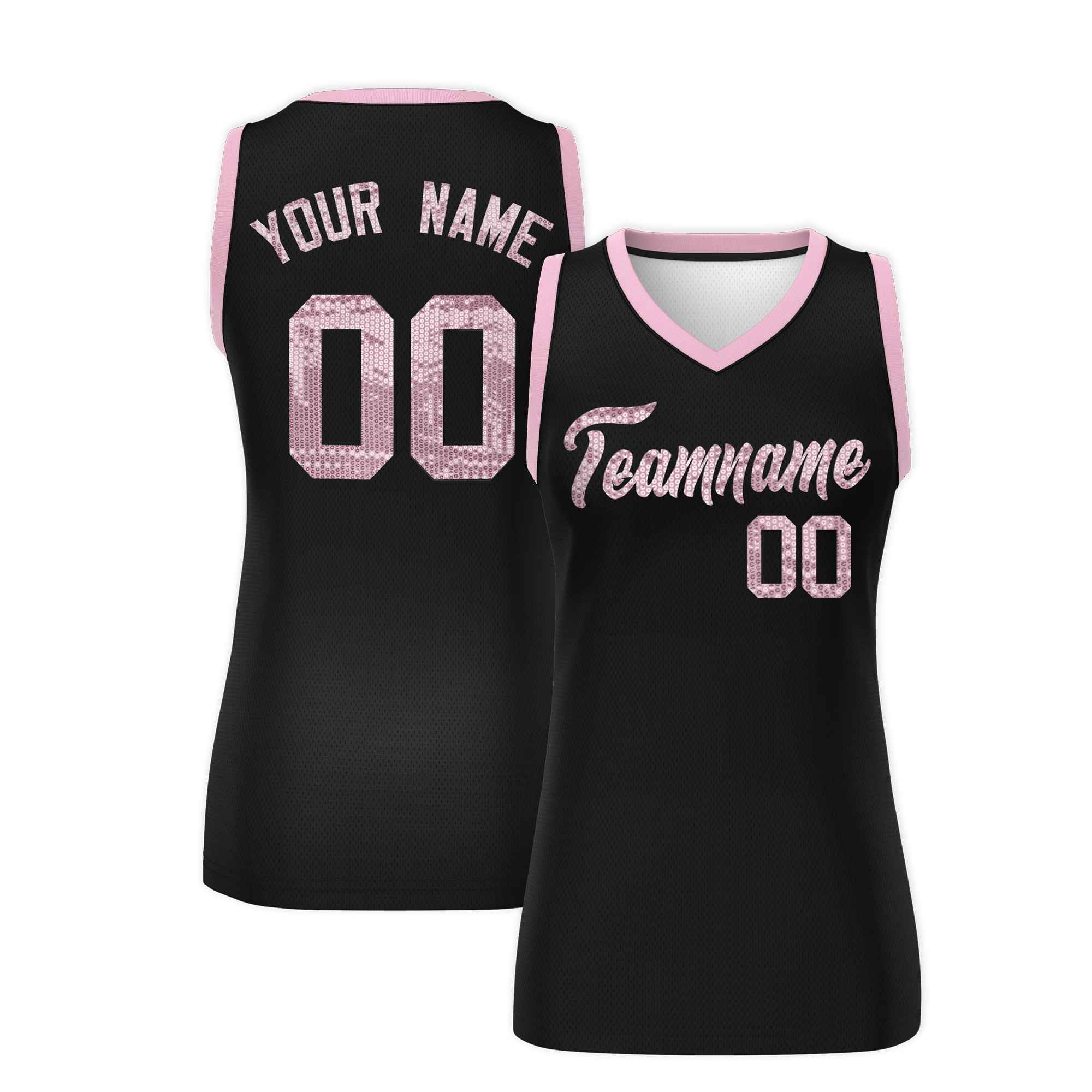 Custom Black Light Pink Women Basketball Jersey Dress