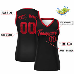 Custom Black Red Women Basketball Jersey Dress