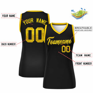 Custom Black Gold Women Basketball Jersey Dress