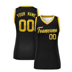 Custom Black Gold Women Basketball Jersey Dress