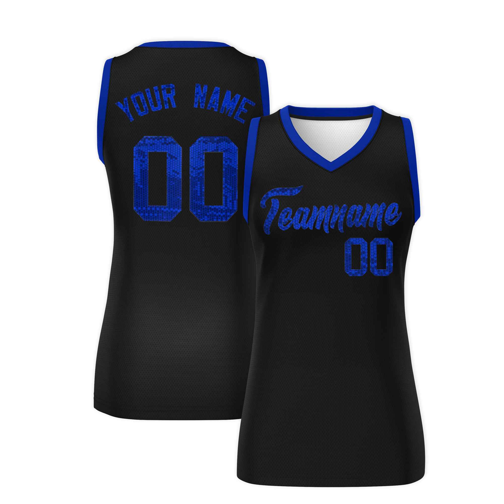 Custom Black Royal Women Basketball Jersey Dress