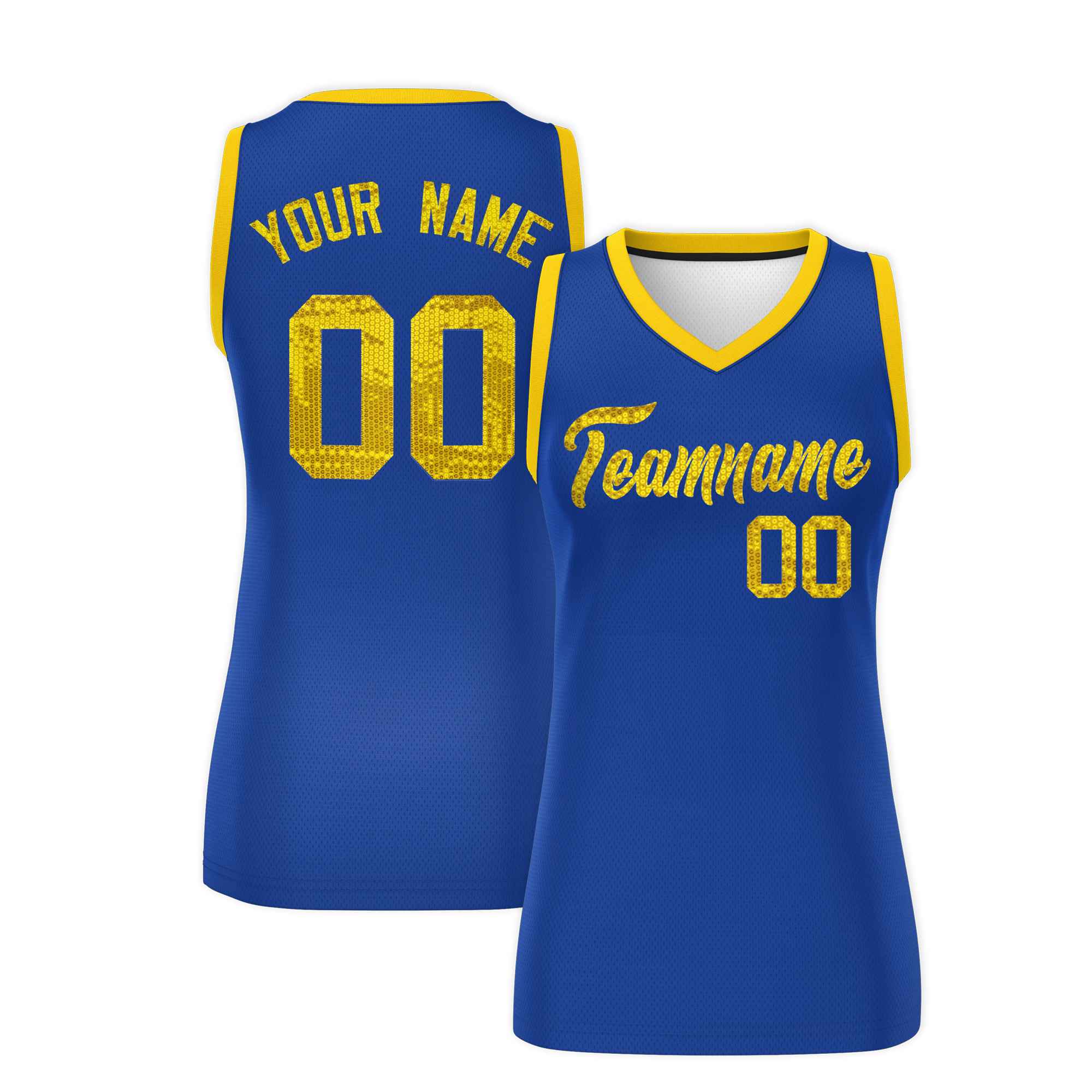 Custom Royal Gold Women Basketball Jersey Dress