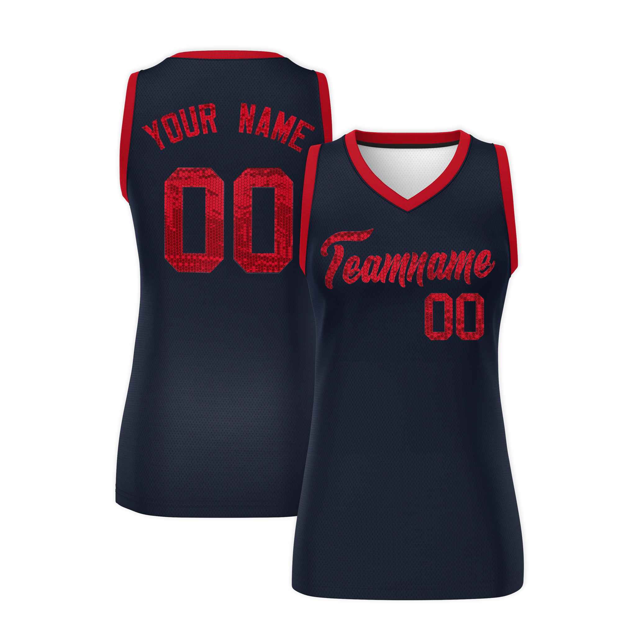 Custom Navy Red Women Basketball Jersey Dress