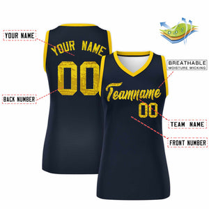 Custom Navy Gold Women Basketball Jersey Dress