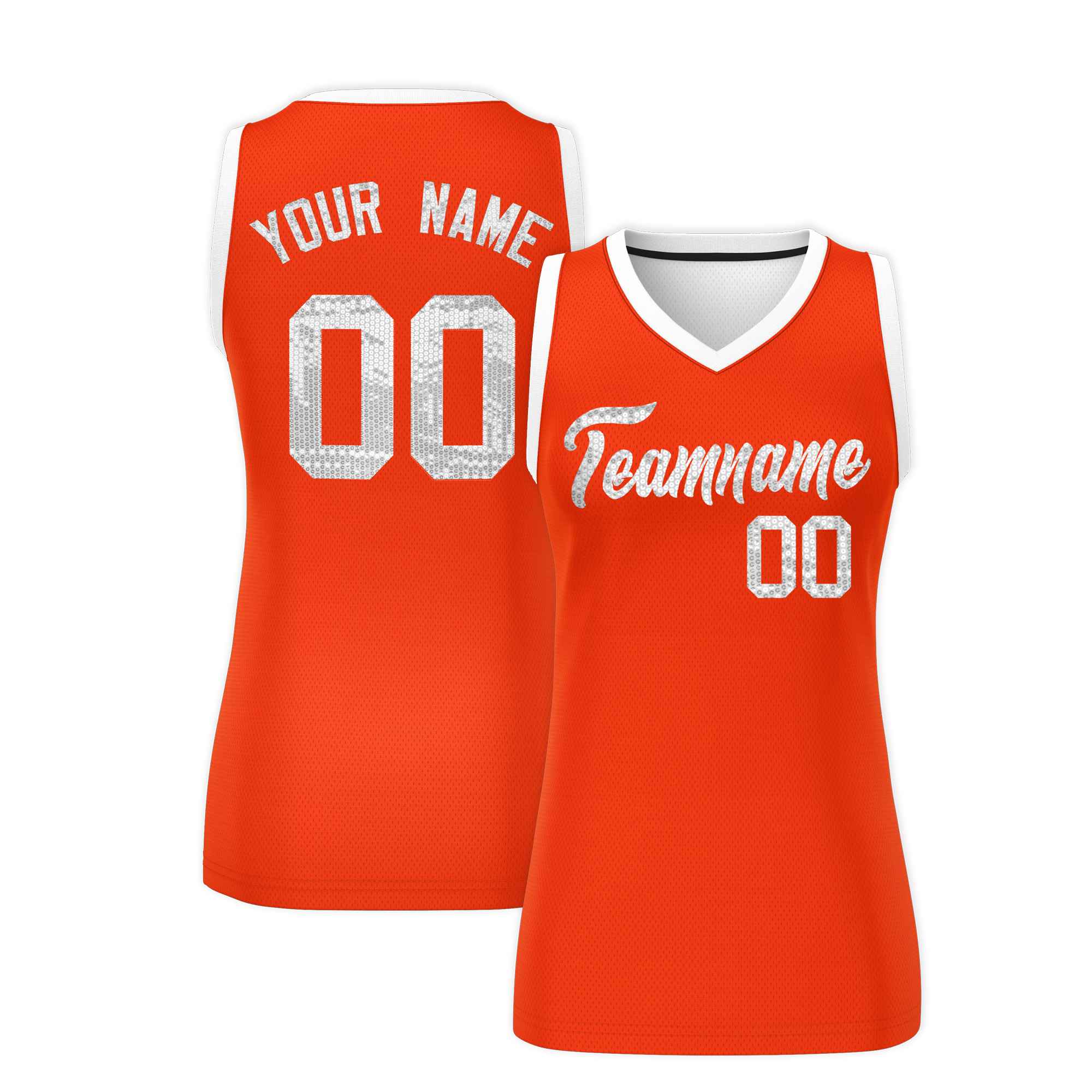 Custom Orange White Women Basketball Jersey Dress