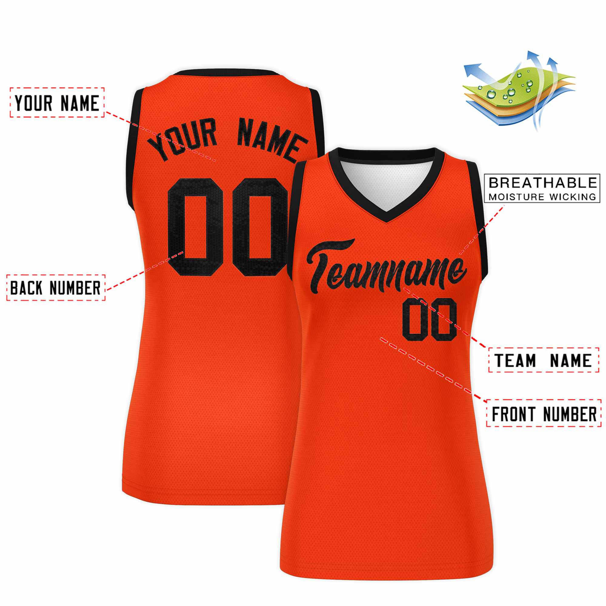 Custom Orange Black Women Basketball Jersey Dress