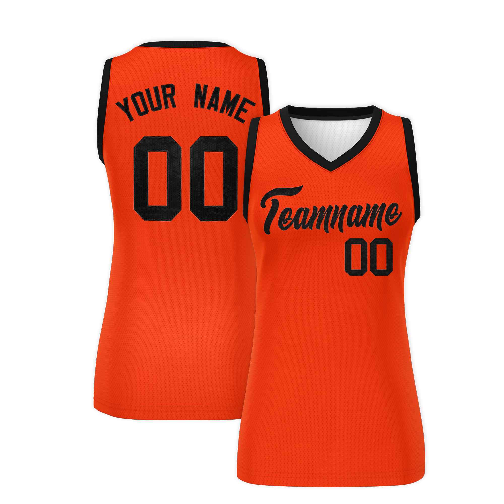 Custom Orange Black Women Basketball Jersey Dress