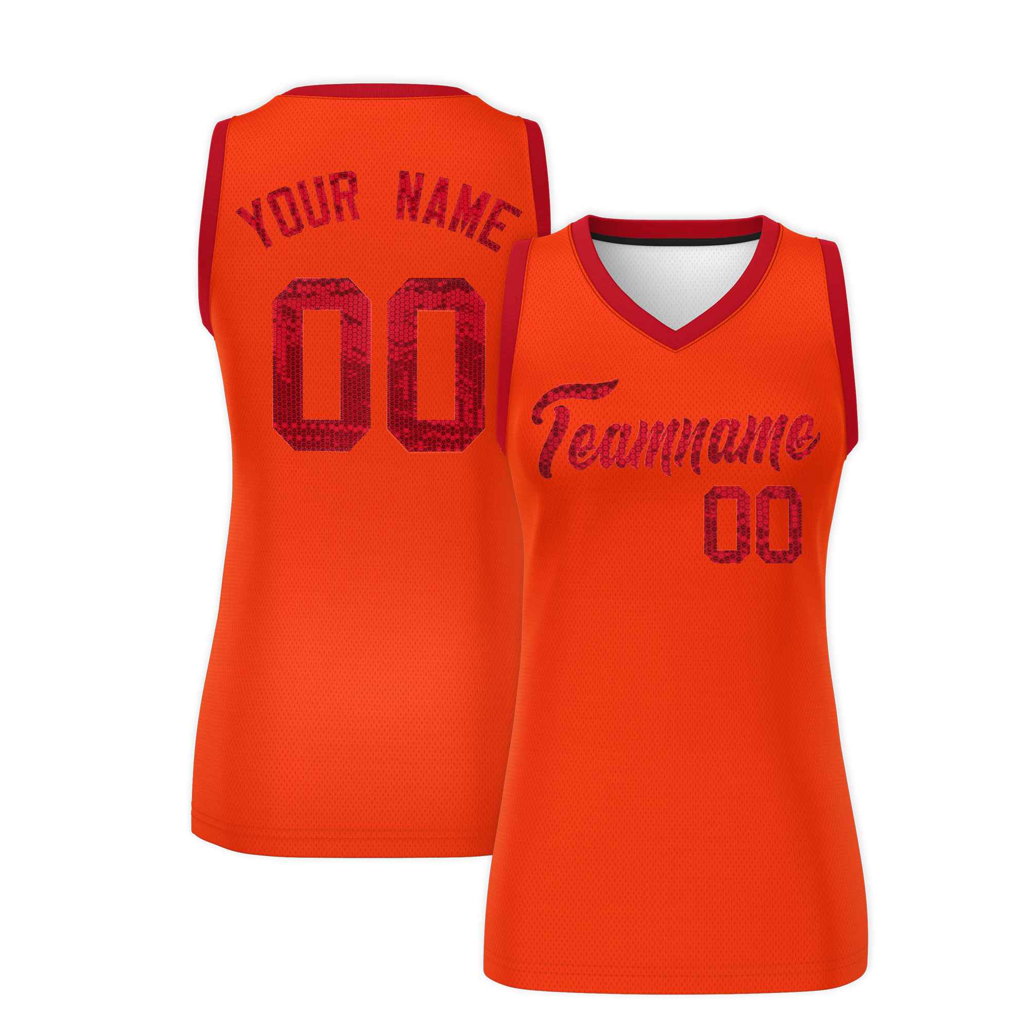 Custom Orange Red Women Basketball Jersey Dress