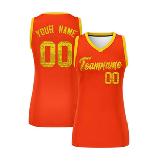 Custom Orange Gold Women Basketball Jersey Dress