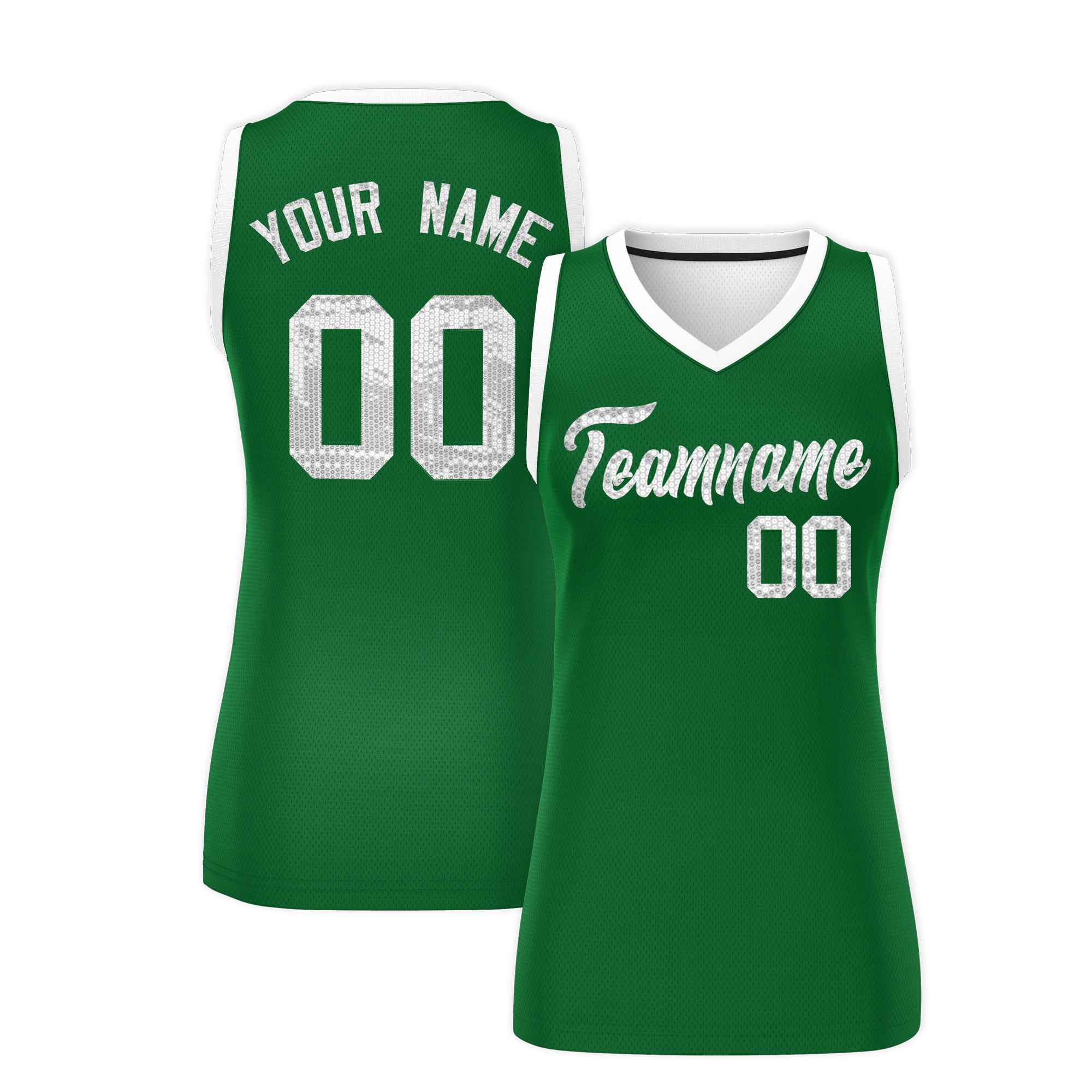 Custom Kelly Green White Women Basketball Jersey Dress